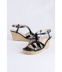 LMS Black Strappy Mid Height Wedged Sandal With Cork Sole