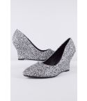 Lovemystyle noir, blanc et argent paillettes mixte Wedges