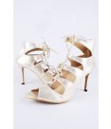 Lovemystyle Metallic Nude Lace Up High Heel Caged Sandals