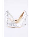 Lovemystyle All Over Silver Glitter Court Shoe Heels