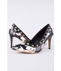 Lovemystyle Butterfly Print Black Court Shoes With Gold Studs