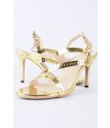 Lovemystyle Gold Heeled Sandals With Perforated Strap