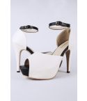 Lovemystyle Platform Peep Toe Heels In Beige And Black