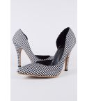 LMS Black & White Gingham Pointed Court Shoe With High Heel