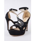 LMS Platform Heels With Diamante Embellished Strap In Black