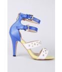 Lovemystyle Blue And White Studded High Heels