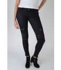 Punkyfish High Waisted Black Skinny Jeans With Silver Zips