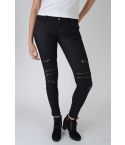 Haute PUNKYFISH taille haute Jeans Skinny noir avec de l’argent se zippe