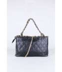 Lovemystyle Black Padded Handbag With Twisted Gold Chain Boarder