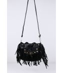 Lovemystyle Black Cross Body Bag With Studs And Fringing
