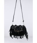 Lovemystyle Black Cross Body sac avec clous et franges