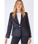LMS Black Satin Blazer With Yellow Button With Metal Crest