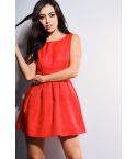 Lovemystyle Pleated Red Backless Skater Dress