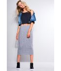 SHN Stretch passen Midi rok In grijs Marl