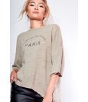 SHN grön Oversized T-Shirt med 'Paris' Slogan