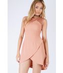 Style London Peach Pink A-Line Dress With Wrap Skirt