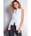 Bianco di Londra stile asimmetrica strati camicia con Split indietro