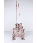 LMS Brown Shoulder Bucket Style Bag With Laser Cut Detail