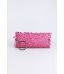 Lovemystyle Pink Laser Cut Clutch Bag With Detachable Chain