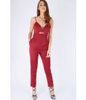 WYLDR Red Jumpsuit With Front Bow And V Back