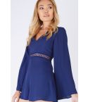 WYLDR Navy Blue v-neck Playsuit mit Taille häkeln