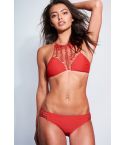 LMS rode Halter hals Bikini met gehaakt Detail