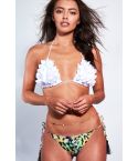 Bikini di tazza bianco volant LMS con cravatta lato stampato Bottoms