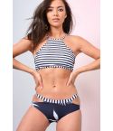 Lovemystyle Stripe Bikini Top con fondo floreale