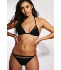 LMS negro Halter cuello triángulo malla inserto Bikini