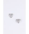 Lovemystyle Silver Heart Shaped Earrings With Diamante Detail