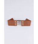 Lovemystyle Tan Suede Choker avec dentelle dorée en détail