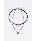 Lovemystyle Double Strap Choker With Flower And Diamante
