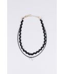 LMS Double Zigzag Strap And Diamante Pendant Choker