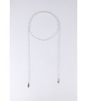 LMS Pearl Wraparound Choker With Silver Pendant Tips