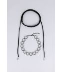 LMS Diamante Hoop Choker Paired With Black Cord Wrap