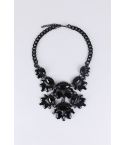 Collar de la declaración de Lovemystyle negro con joyas en niveles