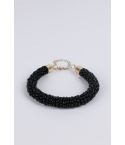 Lovemystyle schwarze Perlen Armband mit Gold-Verschluss