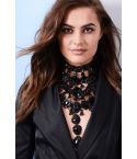 Lovemystyle pesado negro Jewelled arnés de cuerpo