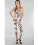 Lovemystyle Floral Crop Jumpsuit With Plunge Neck - SAMPLE