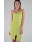 Lovemystyle Structured Bandeau Dress In Bright Yellow - SAMPLE