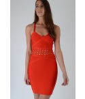 Lovemystyle rood Bandage jurk met gekooide taille Detail