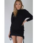 Lovemystyle Casual schwarzer Pullover Kleid mit Schnürung Seite - Probe