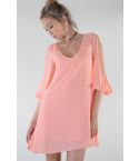 Lovemystyle Oversized Balloon Sleeve Bright Pink Dress - SAMPLE