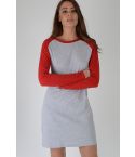 Lovemystyle Långärmad grå T-Shirt klänning med röda ärmar