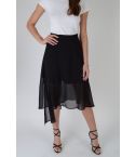 Lovemystyle Chiffon Black Skirt With Asymmetrical Hem - SAMPLE