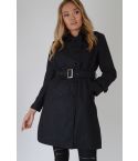 Trench Coat in lana Lovemystyle In nero con cintura