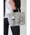 Lovemystyle Faux graue Handtasche mit abnehmbaren Portemonnaie/Geldbörse