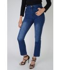 Lovemystyle Navy Blue High Waisted Flared Jeans With Plate Hem - SAMPLE
