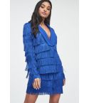 Somptueux Alice bleu Cobalt frange adaptée Blazer robe