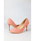 LMS Peach Suedette Court Shoe With Mid Height Heel